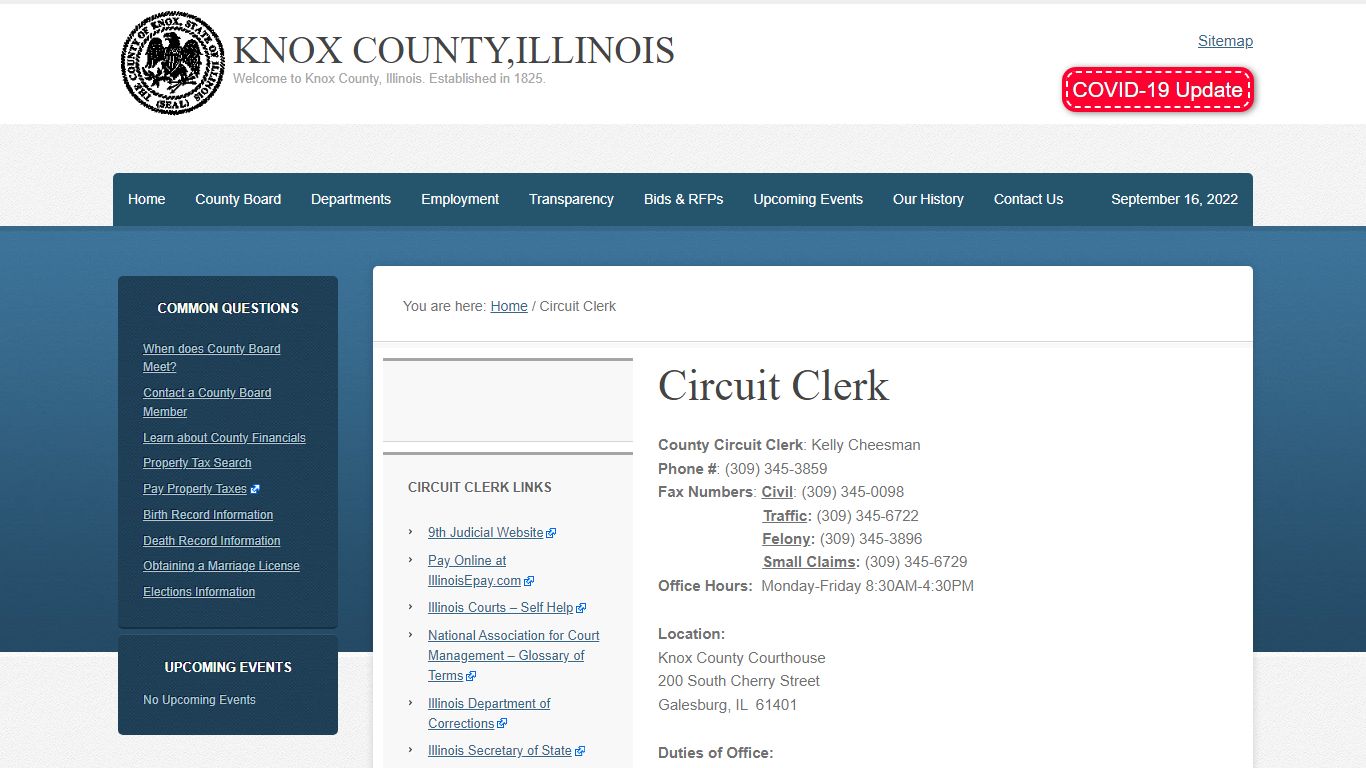 Circuit Clerk – Knox County,Illinois